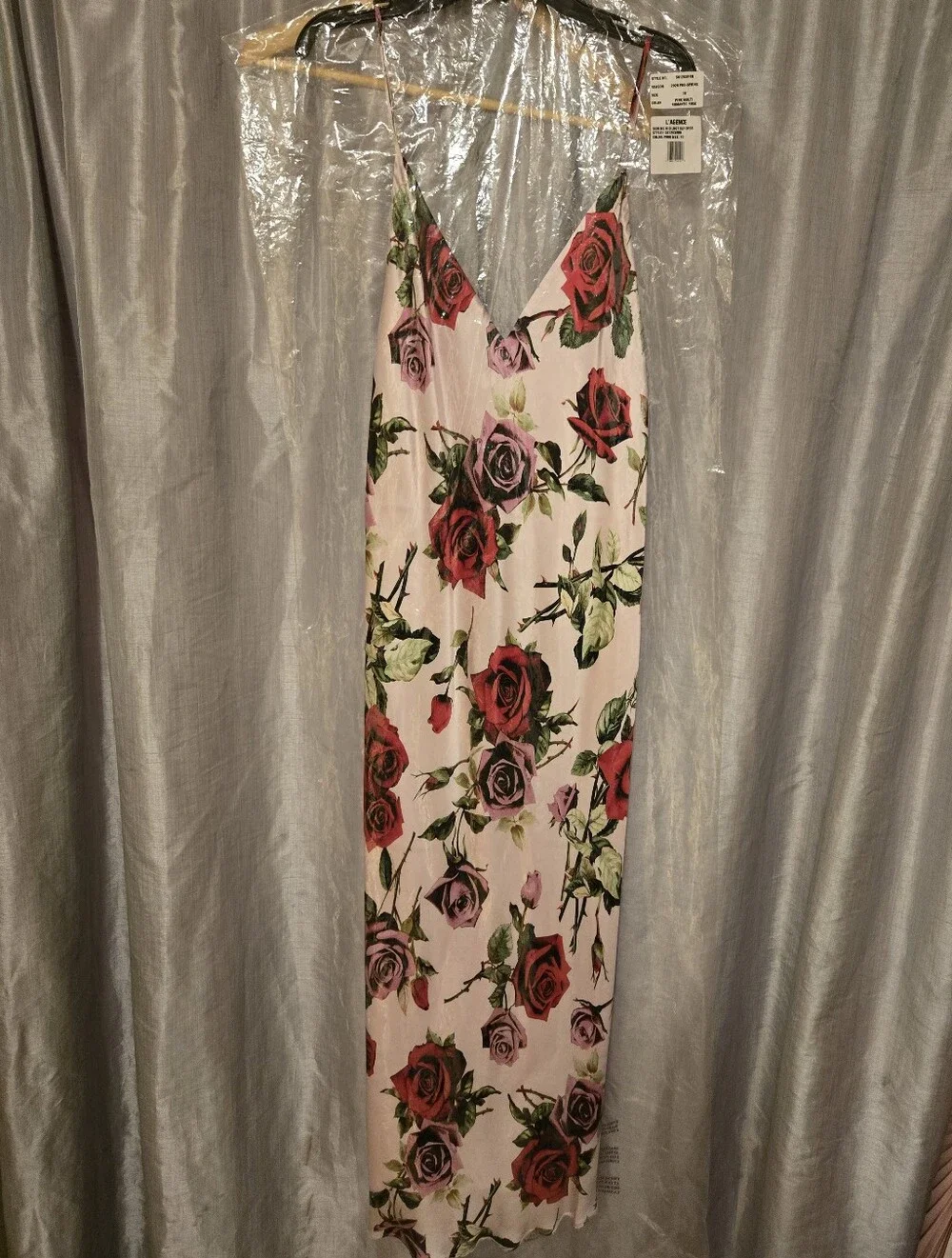 L'agence Seridie Silk Slip Dress, Pink Multi Romantic Rose Size 10 - Picture 2 of 6